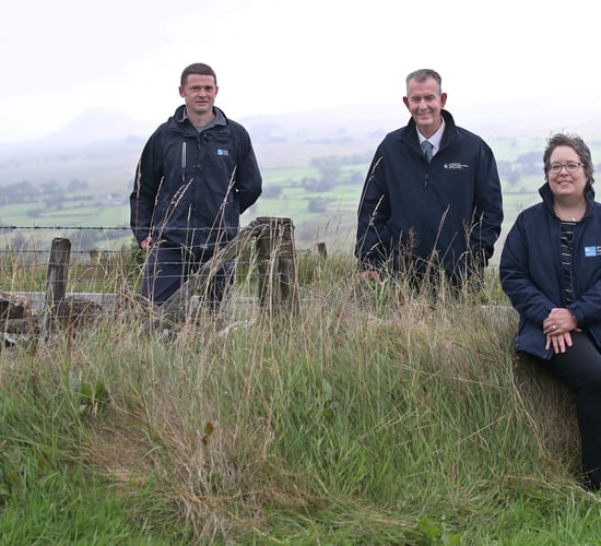 Minister Poots visits conservation project in Antrim hills