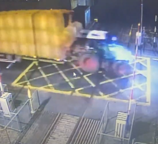 Irish Rail releases video of tractor breaking level crossing barrier