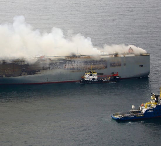 Electric vehicles: Fire on car carrier sparks discussion over battery safety