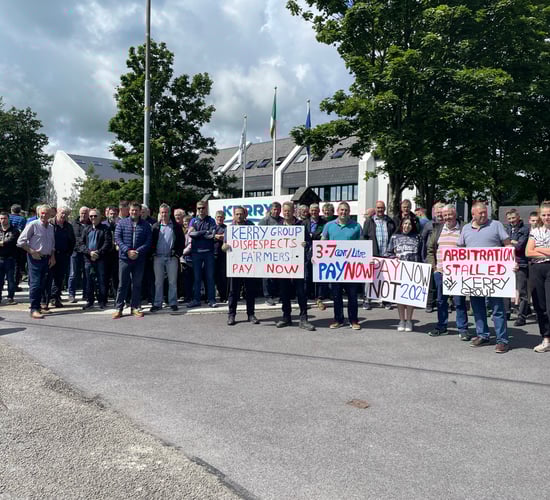 Watch: Milk suppliers protest at Kerry Group headquarters
