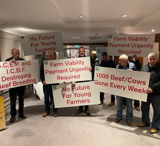 Farmers protest at National Beef Conference in Ballinasloe