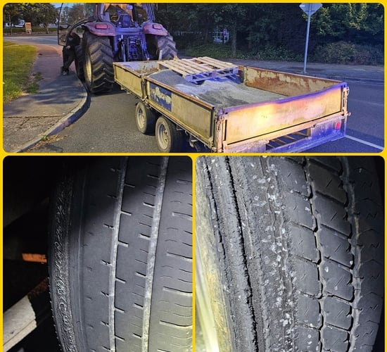 Gardaí in Clare issue fine for tractor towing trailer with worn tyres