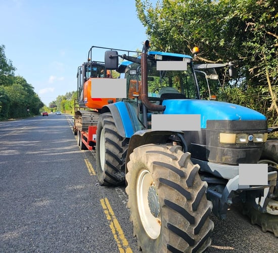 Wexford gardaí stop tractor towing an unsecured track machine