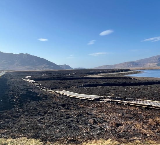 Path destroyed by wildfire at Co. Mayo national park
