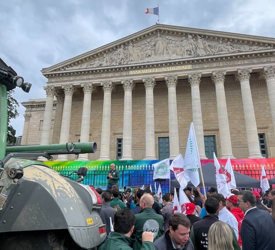 French farmers protest in Paris for new law easing regulations