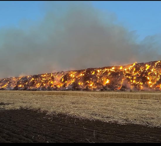 12,000t of straw bales erupt into flames at former UK RAF base