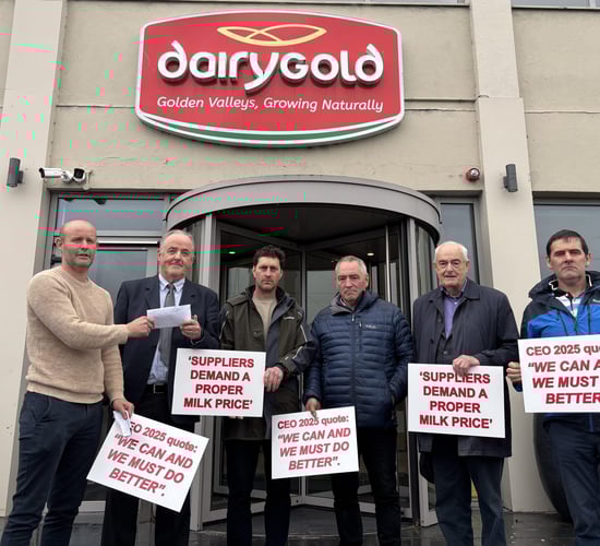 Video: Over 200 farmers gather outside Dairygold over milk price cut