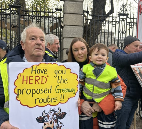 Watch: Farm families bring protest over CPOs and greenways to Leinster House