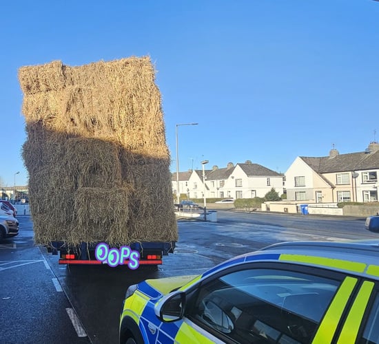 Gardaí stop driver with trailer loaded high with unsecured bales in Kilkenny