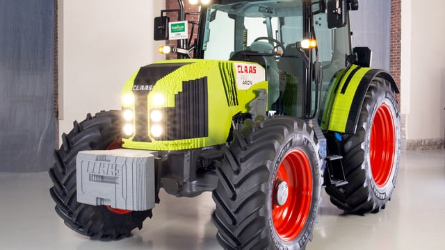 A full-scale Claas tractor has been built out of 800,000 Lego bricks