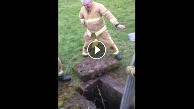 Video: Firefighters use unorthodox measures to rescue trapped lamb