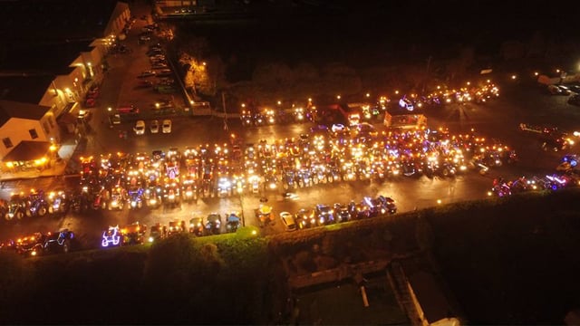 Video: Farmers out in force for Christmas lights vehicle parades