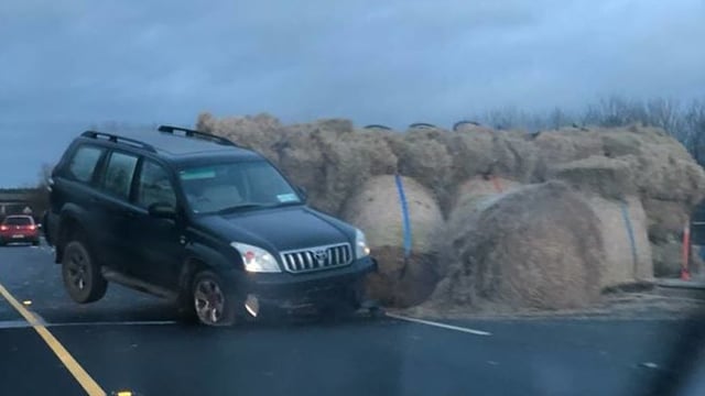 Collision and hay spill on major motorway