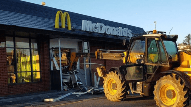 JCB smashed into McDonalds restaurant in Limerick