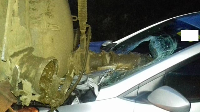 Slurry tanker 'caked' in muck involved in crash