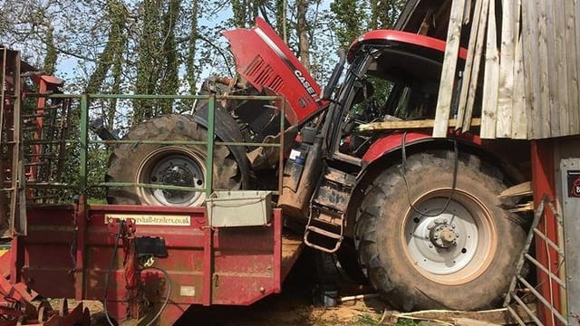 Pics: UK driver has lucky escape from runaway tractor