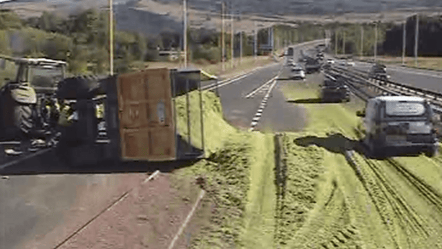 Silage spills across speedy Scottish motorway