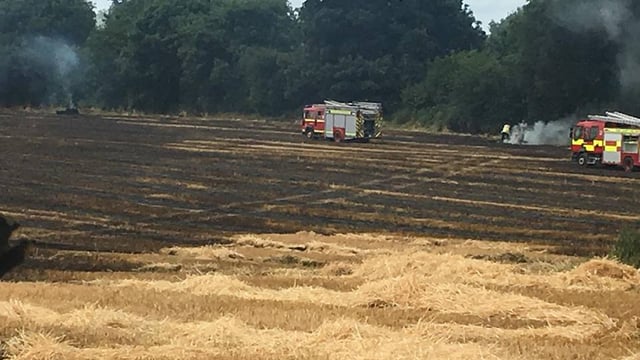 Field of straw engulfed in 'extensive fire'