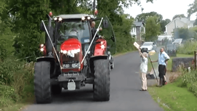 Off to marry in a Massey: Bride drives to wedding in style