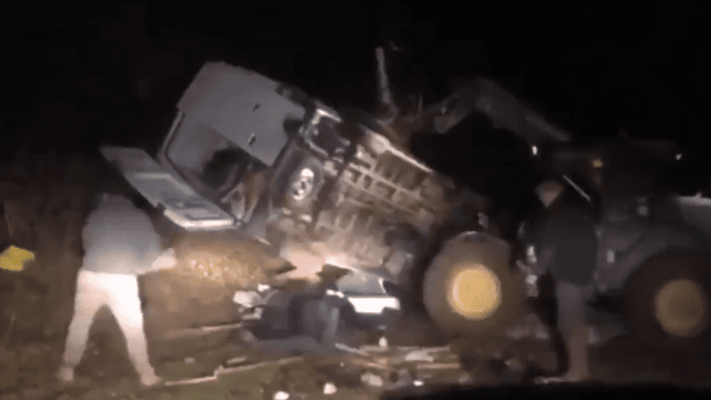 Farmer overturns van 'dumping rubbish' on his land