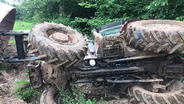 Firefighters rescue UK farmer from overturned tractor