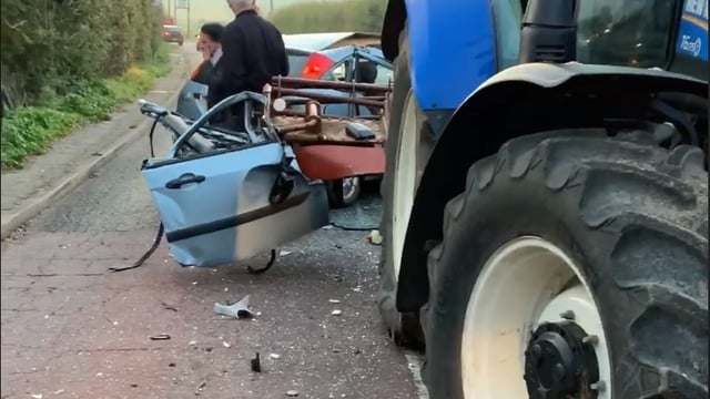Video: Close call for driver following costly collision