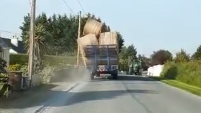 Video: Striking scenes of tumbling bales prompt Garda warning