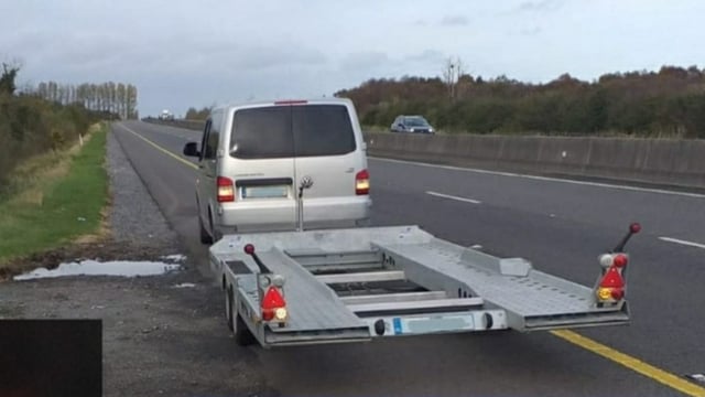 Van towing trailer brought to halt by Gardaí on M7
