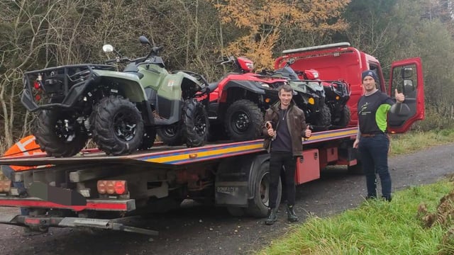 Gardaí recover 4 stolen quads taken in weekend raid