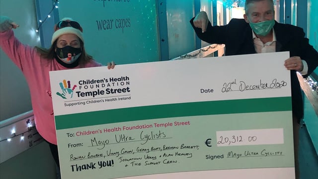 Mayo Ultra Cyclists present €81,000 to charities following fearsome physical feat