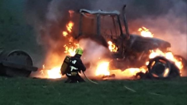 Firefighters tackle tractor blaze in Cavan