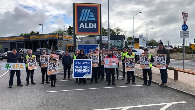 IFA pig and poultry farmers protest at Aldi in Cavan town