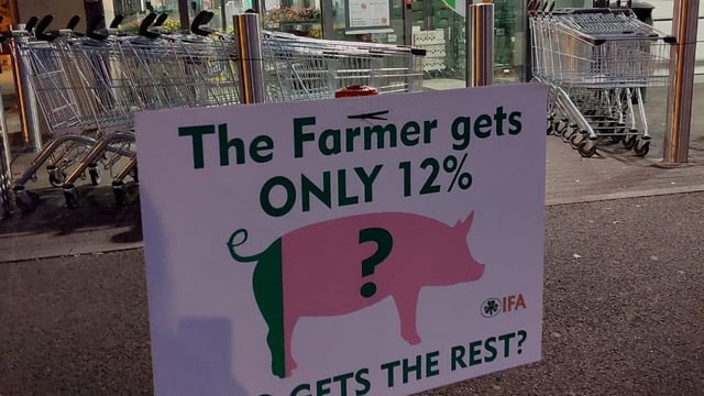 Pig, poultry and egg farmers protest at Cavan retailers this morning