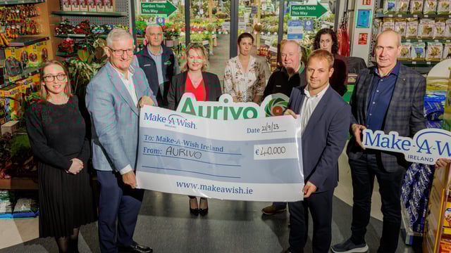 Aurivo presents €40,000 donation to Make-A-Wish Ireland