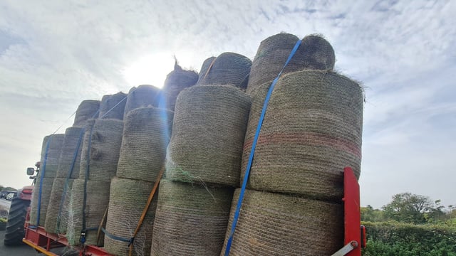 Gardaí stop tractor and trailer heavily loaded with hay bales