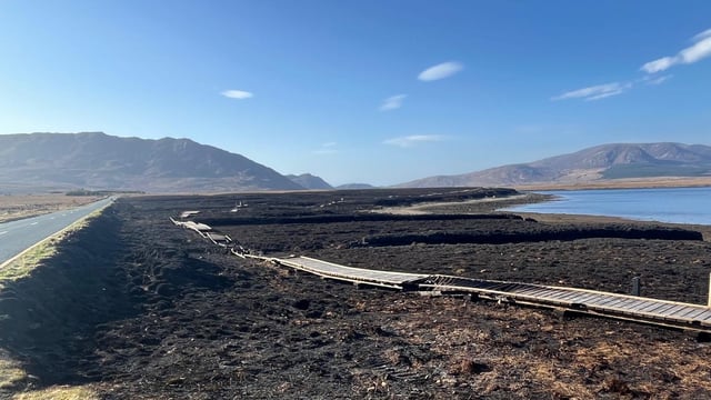 Path destroyed by wildfire at Co. Mayo national park