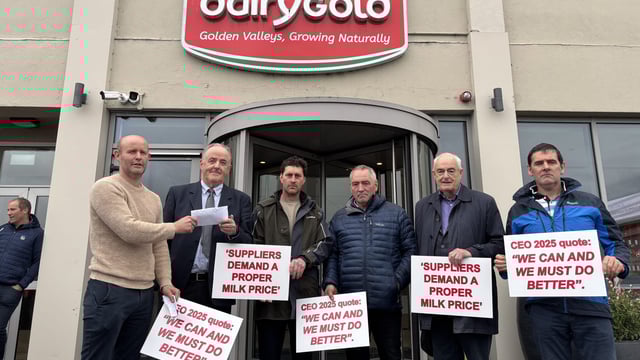 Video: Over 200 farmers gather outside Dairygold over milk price cut