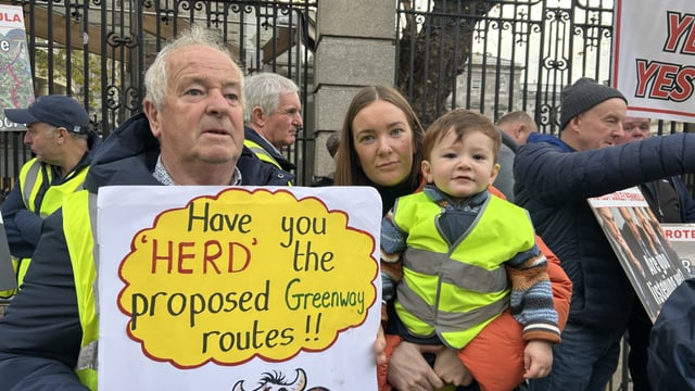 Watch: Farm families bring protest over CPOs and greenways to Leinster House